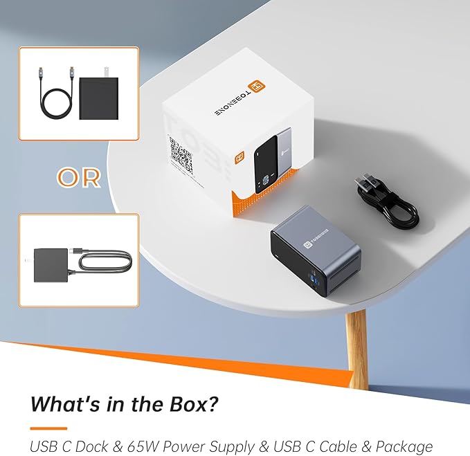 TobenONE USB C Laptop Docking Station Dual Monitor, 15-in-1 USB C Dock with Dual HDMI, 65W Power Supply, VGA, 4xUSB 3.0, 2xUSB 2.0, SD/TF, Ethernet and Audio/Mic for Lenovo, HP, Dell, Surface