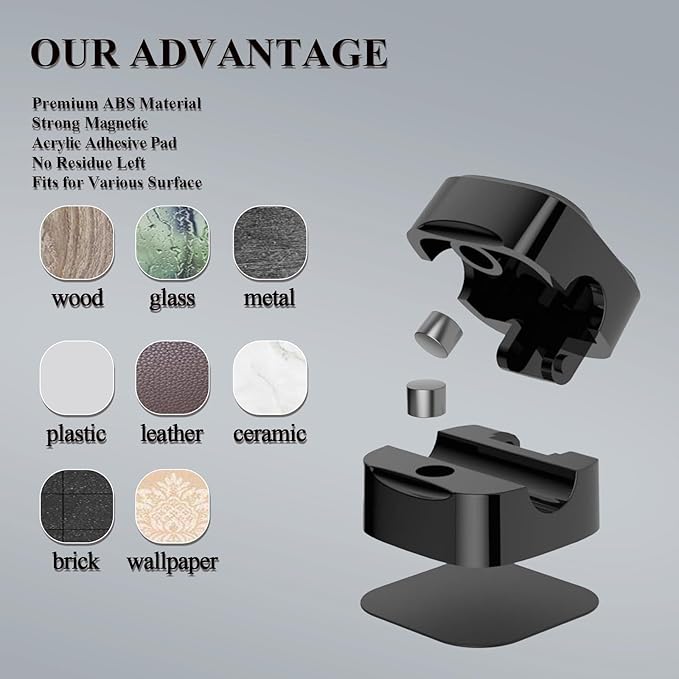 12 Pack Cable Clips, Cord Organizer, Cord Holder for Nightstand, Magnetic Cord Organizer, Strong Adhesive Charging Cable Keeper, Clip Holder