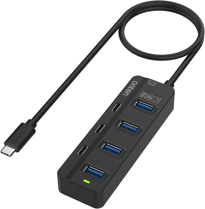 Onten USB-C Hub, USB-Type C to USB-A 3.0,7-Port USB-C HUB with Cable 1M.