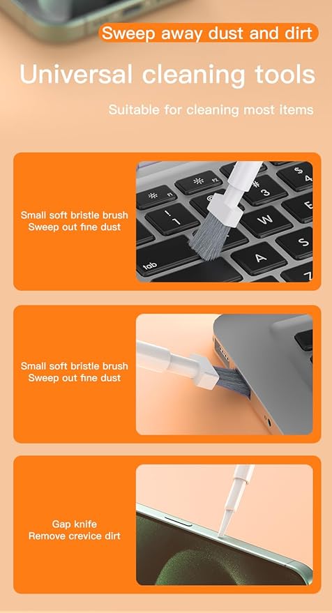 32-in-1 Multi-Functional Cleaning Kit for Electronics inlcuding Headphones,Mobile Phones,Computer,Monitor,Lens and etc, Compact and Portable Design (Black)