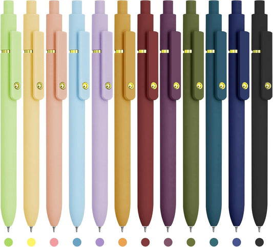 Colored Pens, 12 Pcs Colorful Pens Fine Point Smooth Writing Pen, 0.5mm Colored Ink Gel Pen for Journaling Note Taking, School Supplies Gifts for Women (12 Pcs Gold Vibrant and Vintage)