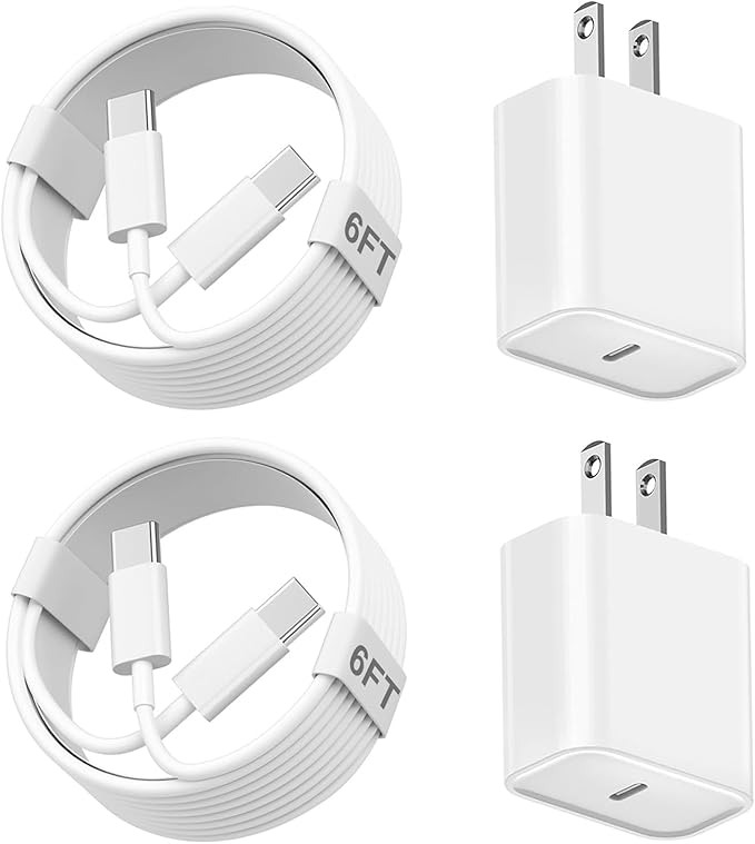 iPhone Air/17ProMax Charger Fast Charging,2Pack 20W USB C Fast Charger Block 6FT USB C to C Charging Cable Cord for Apple iPhone 17 Pro Max/17/16E/16 ProMax/16Plus/15Pro/15,iPad Air/Pro 13/12.9/11inch