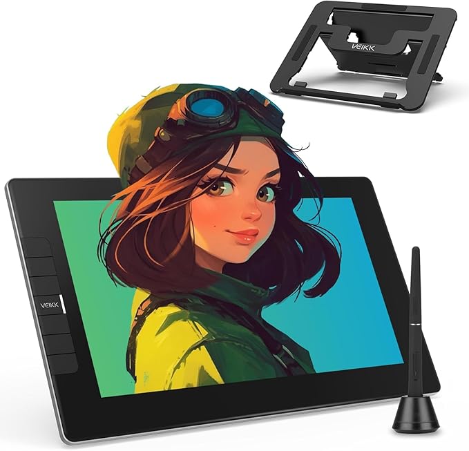 VEIKK VK1200 V3 Drawing Tablet with Screen, 11.6 Inch Full-Laminated Graphics Drawing Monitor Pen Display,8192 Pressure Sensitivity, with 1 Stand,2 Pens and 1 Glove