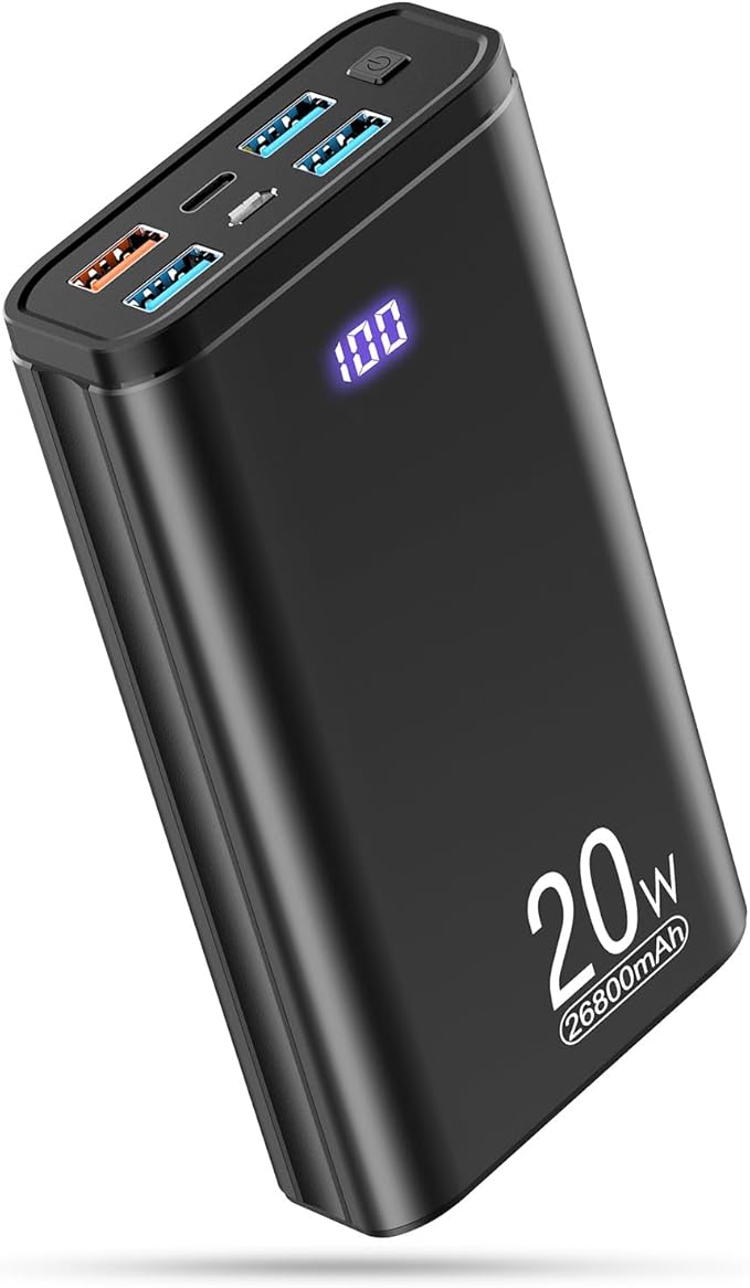 Power Bank 26800mAh USB C Fast Charging Portable Charger PD 20W Battery Pack with 5 Outputs, External Backup Battery Bank Phone Charger Compatible with iPhone,Pads,Samsung and More.