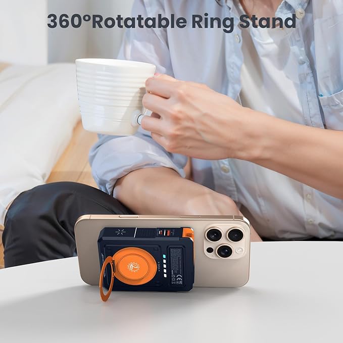 for Magsafe Battery Pack 10000mAh,5-in-1 Magnetic Power Bank Built in AC Plug,Magnetic Wireless Portable Charger for Apple Watch,22.5W Fast Charging Power Bank for iPhone 16 Pro Max/15/14/13/12 Mini