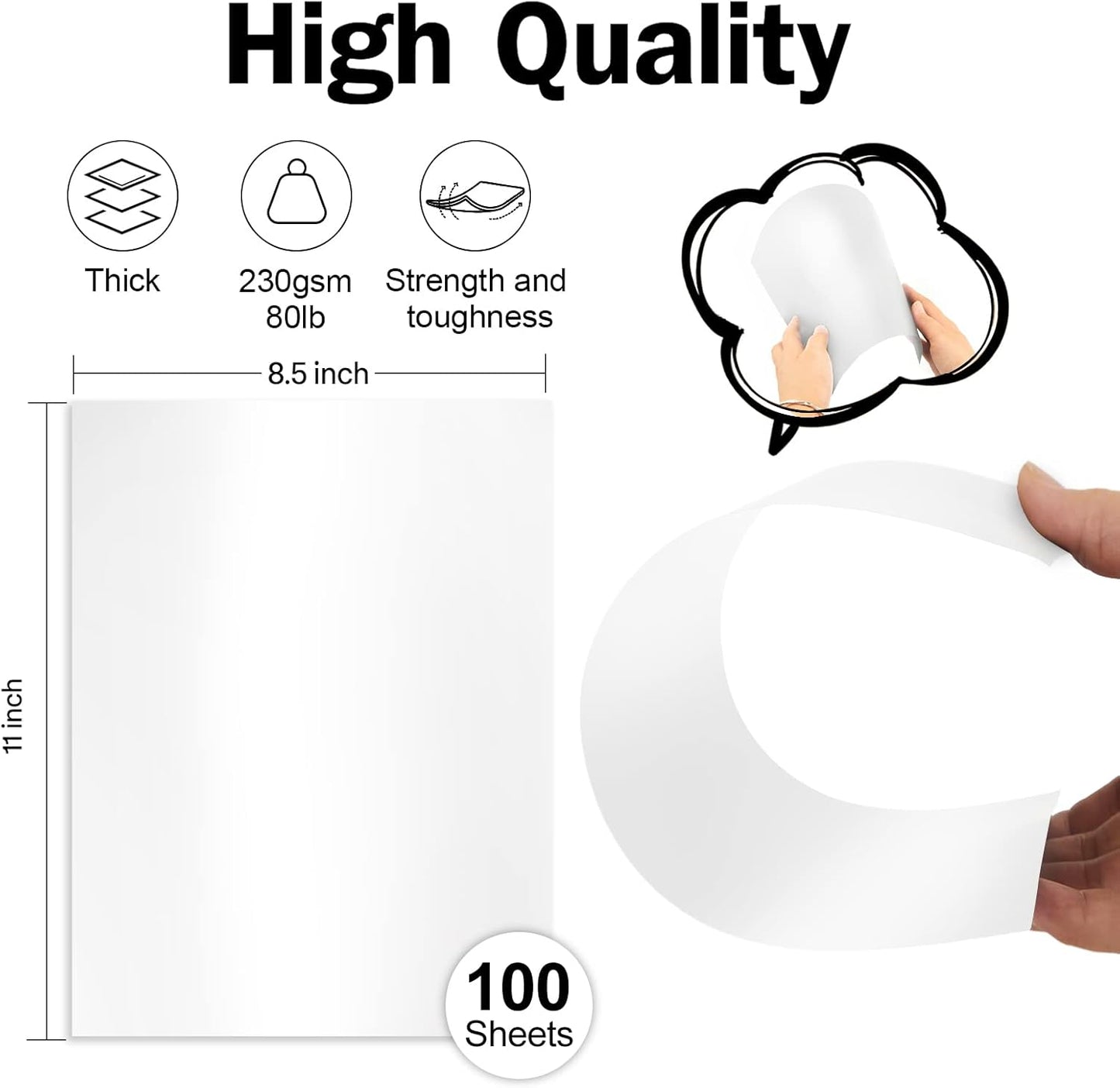 100 Sheets White Shimmer Cardstock 8.5 x 11 Certificate Paper, Goefun 80lb Pearlescent Paper for Invitations, Certificates, Crafts, DIY Cards