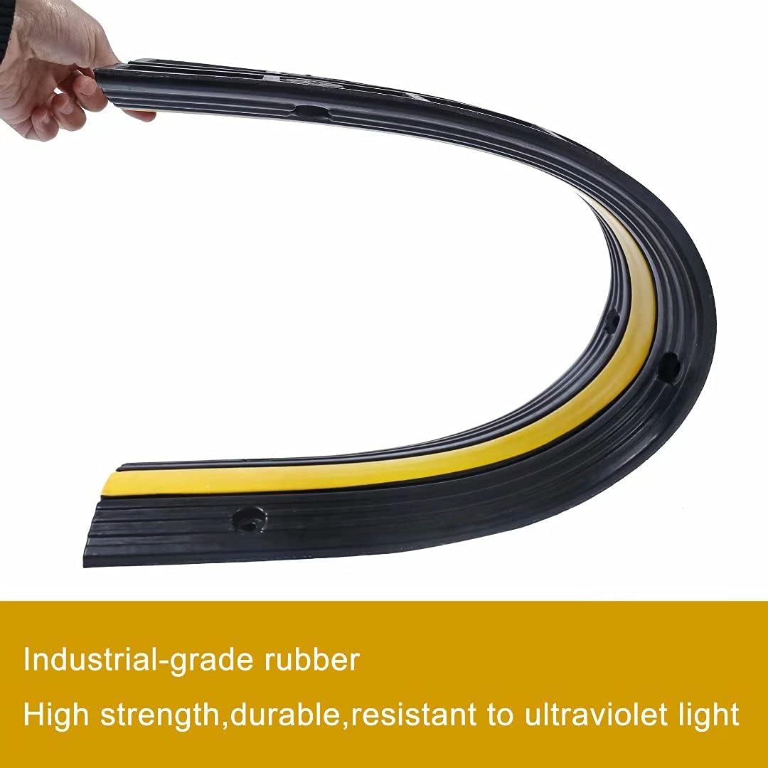 Rubber Cable Ramp Cord Cover Cable Protector Ramps Wire Hose Protective 1 Channel 22000Lbs Load Capacity Traffic Speed Bump for Asphalt Concrete Gravel Driveway Indoor Outdoor, 5 Pack