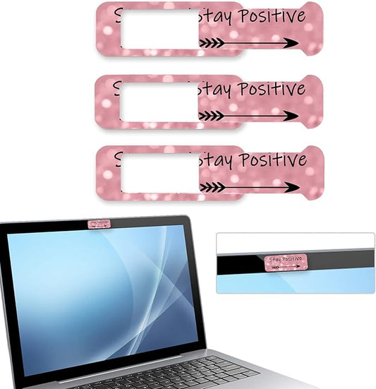 Webcam Cover, 3 Pieces, Laptop Camera Cover, Privacy Shielding Capacity is Twice as Big as The Traditional, Suitable for Computer Mobile Phones, laptops, Tablets and so on (Stay Positive)