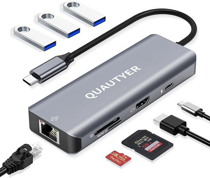 USB C Docking Station MAC Adapter Multiport usb c to ethernet adapter USBC Multiport 8 in 1 usb c hub with ethernet 1000M 4K HDMI 100W PD Charging USB 3.0 SD/TF Card Reader usbc hub for macbook pro HP