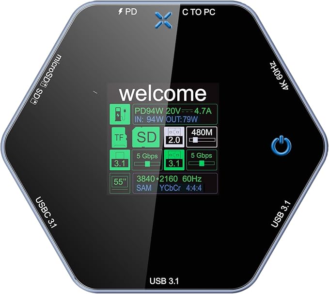 8-in-1 USB C Hub Docking Station, Type-C Adapter with 4K@60Hz HDMI, 2 USB 3.0, TF/SD Reader, 100W Power Delivery Compatible with MacBook,iPhone15 16 Surface, iPad, Steam Deck or Other Type C Devices