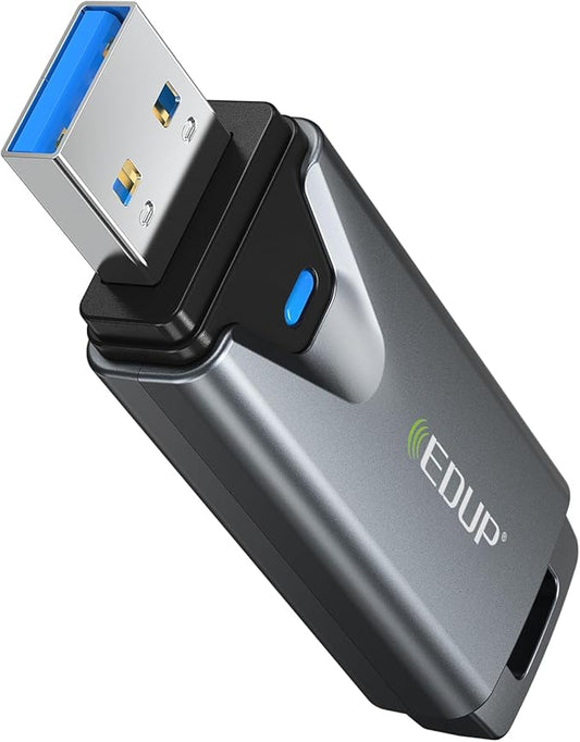 EDUP Mini USB 3.0 WiFi 6E Adapter for PC, AXE3000, 802.11ax, Tri-Band 6GHz/5GHz/2.4GHz, USB Wi-Fi Dongle Wireless Network Card, Support Windows 11/10 (Install Driver) & Linux (Plug and Play)