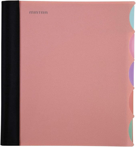 Mintra Office Durable PREMIUM Spiral Notebook, ((Salmon, 5 Subject (8.5in x 11in)), Fabric Covered Coils, No Snags, College Ruled, Adjustable PocketDividers, Ruler, Organization, School