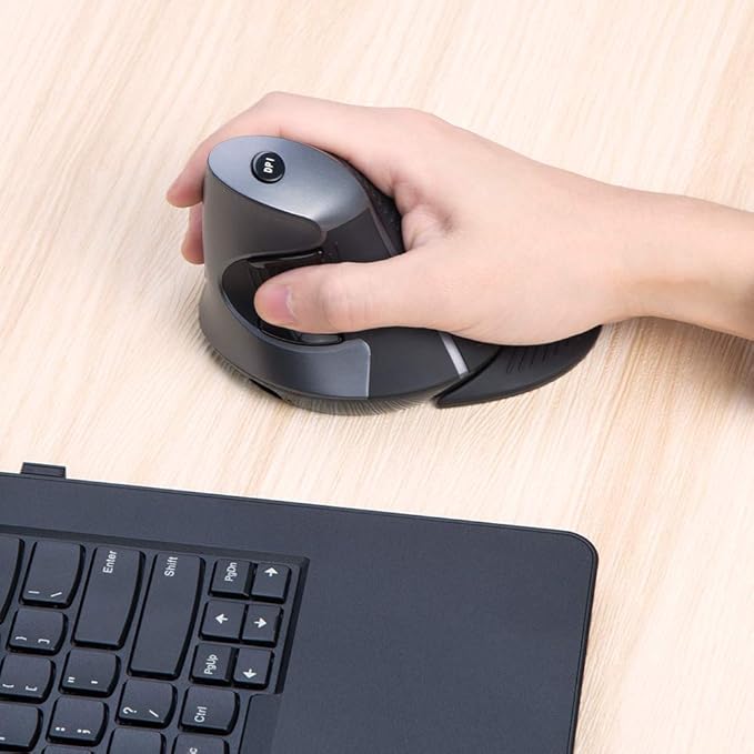 DeLUX Rechargeable Ergonomic Wireless Mouse Silent, 1600DPI, Reduce Hand and Wrist Pain, Vertical Mouse with USB Receiver and BT 5.0, 6 Buttons and Removable Palm Rest (M618G DB-Black)