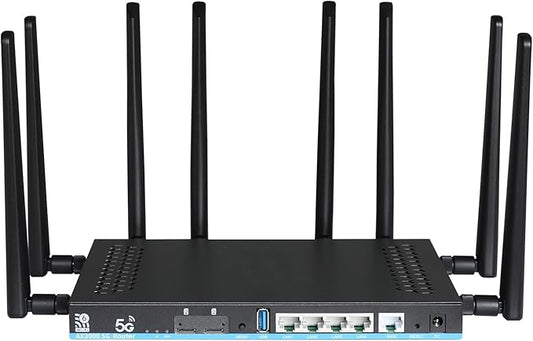 Wilflyer 5G SA NSA AX3000 WiFi 6 CPE Router for Globa Countries,Dual SIM Card Slot Celllular High Speed Wireless Router, 4 x 4 MU-MIMO，Detachable Antennas，Z8102AX-T-RM520NGL