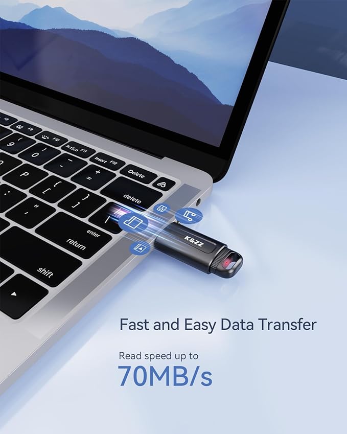 K&ZZ 64GB Flash Drive 5 Pack USB Flash Drives 64 GB Thumb Drive Retractable USB 3.0 Drive Memory Stick Jump Drives Multipack 64G 3.0 (5 Colors: Black Red Blue Green Purple)