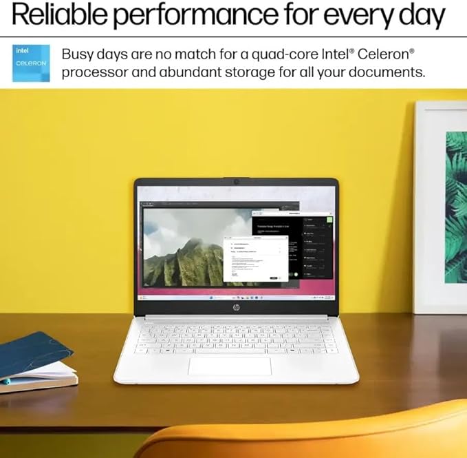 HP Ultrabook, Intel CPU, 4GB RAM, 1.6TB Storage (64GB OnBoard w/ 512GB Portable Drive + 1TB OneDrive), Up to 12 Hours Battery Life, Windows 11 Pro, Snowflake White, w/WOWPC 3-in-1 Bundle