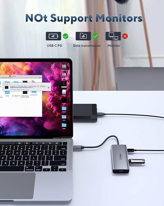USB C Hub, intpw USB C Splitter 10Gbps with 4 USB 3.2, PD 100W Charging Ports, Aluminum Powered USB Hub for MacBook Pro/Air, iPad, Surface Pro, Dell, HP, Lenovo