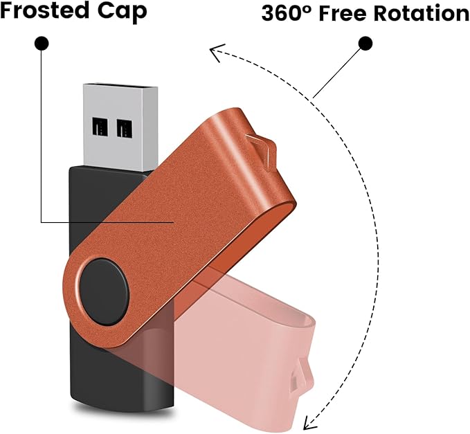 EASTBULL Flash Drive Bulk 4GB USB 100 Pack with Lanyards USB 2.0 Thumb Drive Bulk Memory Stick Swivel Pen Drive for Storage and Backup(4GB 100Pack, Mixed Color)