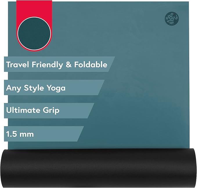 Manduka GRP Adapt Travel Yoga Mat 71" - 1.5mm | Foldable & Travel friendly | Ultimate Grip | Sweat ready for Any Style of Yoga | 71 x 24 inches