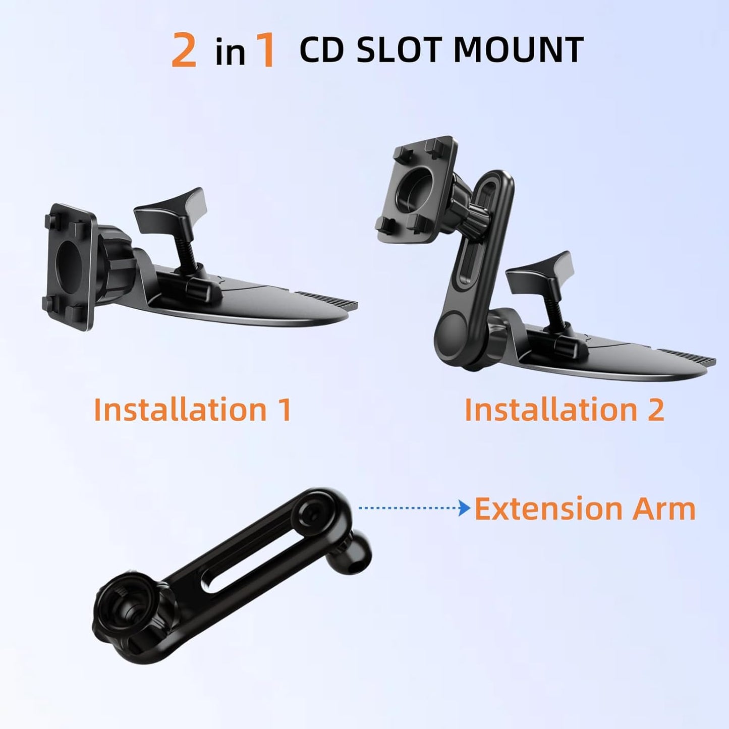 CD Slot Mount for CarPlay Screen Adjustable Arm and 360° Rotating Universal Head 17mm Compatible with in-Car Monitors CD Slot CarPlay Mount