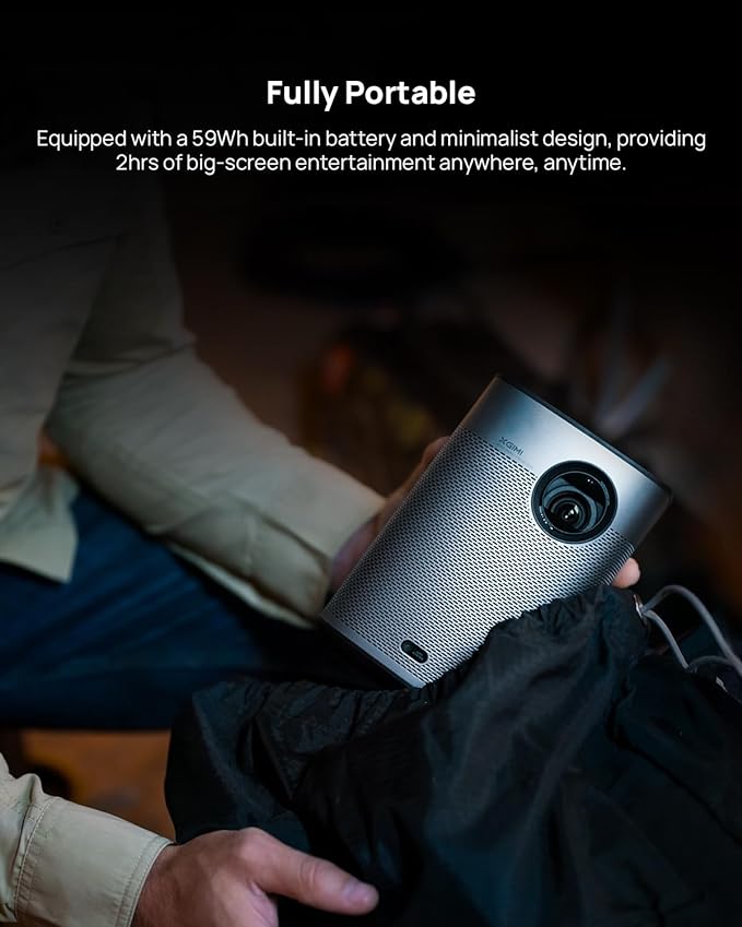XGIMI Halo+ 1080P Portable Projector, 700 ISO Lumens with Harman Kardon Speakers, Auto Keystone Correction, Auto Focus, Intelligent Obstacle Avoidance, Intelligent Screen Alignment, Android TV 10.0