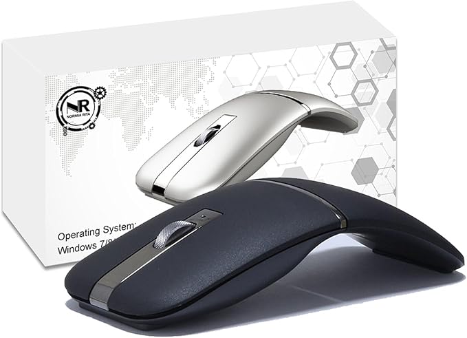 Foldable Arc Wireless Mouse Silent Click Bluetooth 5.0 and 2.4GHz Dual Modes Portable Curved Mouse for Home, Office, Travel