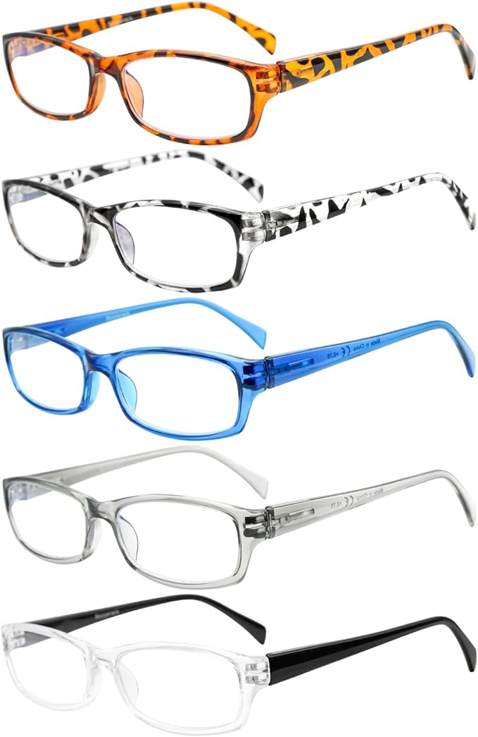 VIDEBLA 5 Pack Computer Reading Glasses Men and Women Anti Eyestrain Blue Light Blocking Glasses for Reading (5 mix-4, 4.0)