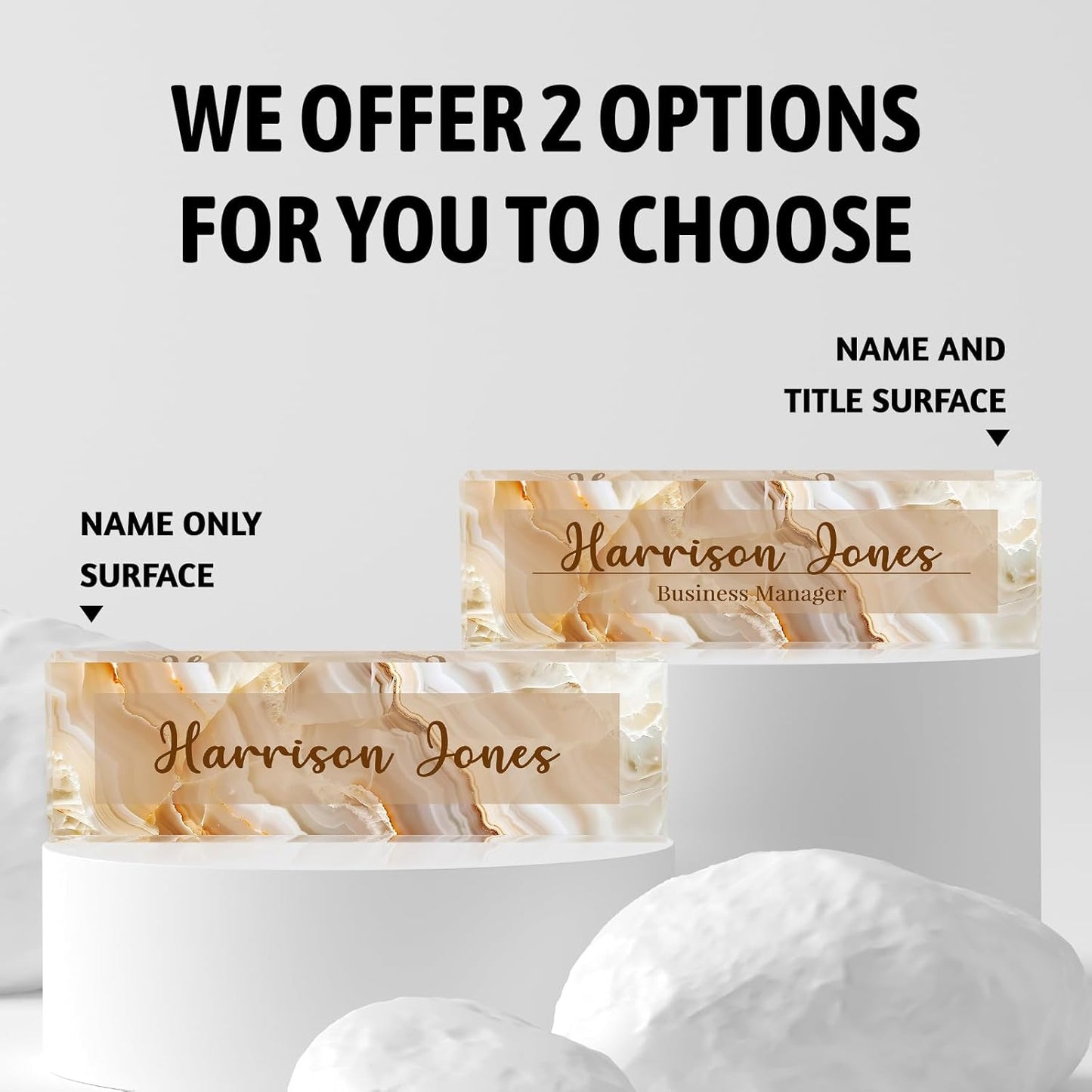 Personalized Name Plate for Desks, Custom Desk Name Plates, Acrylic Name Plate Office Desk Accessories, Personalized Office Gifts for Coworkers Teachers, Employee Appreciation Gifts (B-Gold Flowing)