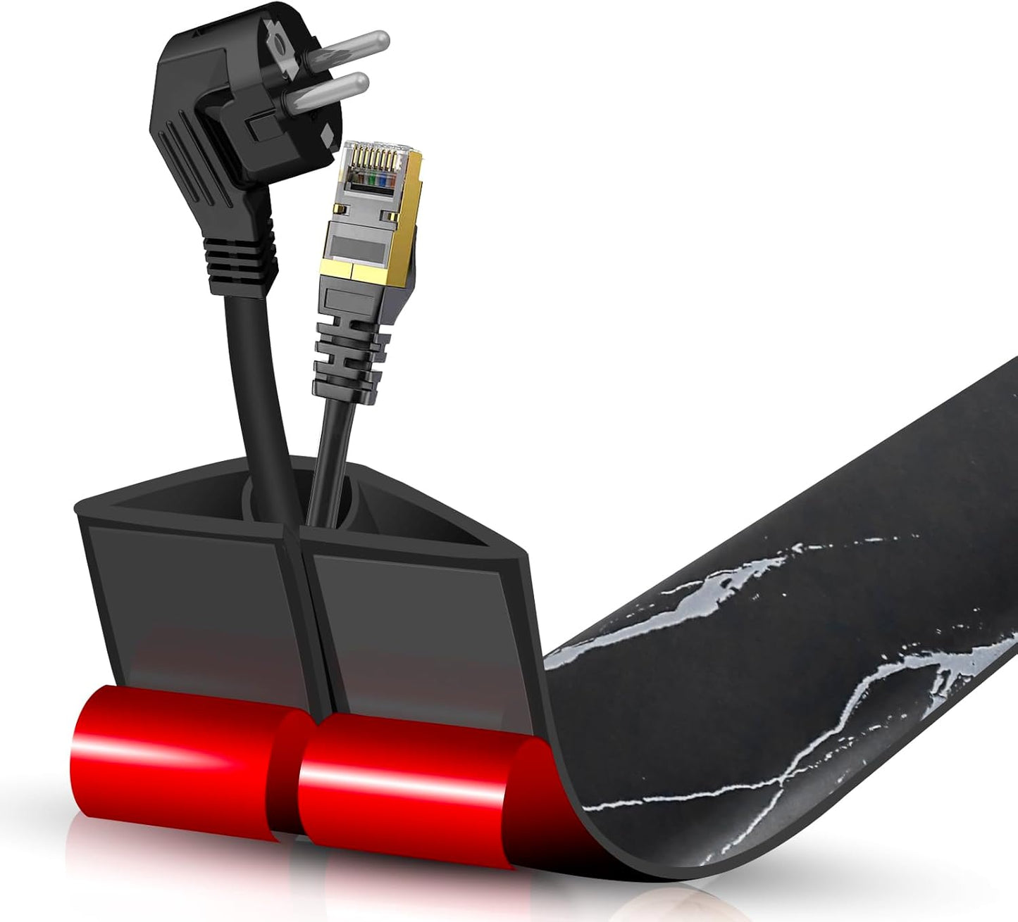 Floor Cord Cover Self Adhesive Cord Hider,3.3FT Cable Management, Extension Strip Protector for Wires, Prevent Cable Trips for Offices, Gyms, Exhibitions Cavity:0.47"(W) x 0.35"(H) Black Stone