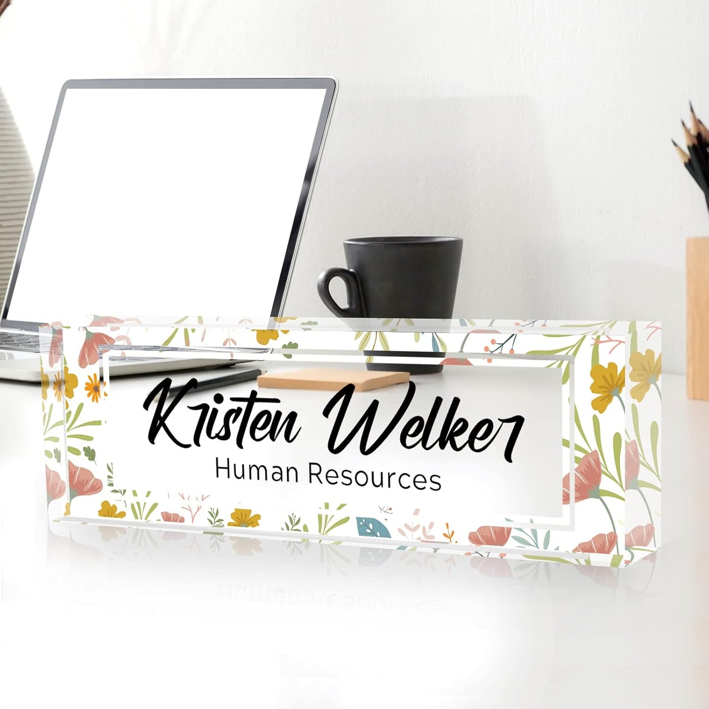 Gowelly Office Desk Name Plate Personalized |Custom Name Plates for Desk| Custom Employee Appreciation Gifts | Office Gifts for Women, Boss, Employee, Teacher, Social Worker-7