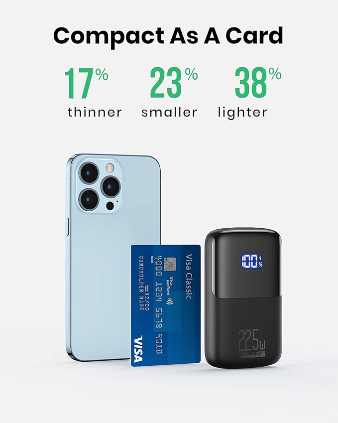 INIU Portable Charger, Smallest 22.5W 10000mAh Power Bank, USB C in/Output Fast Charging 3-Output Mini Battery Pack Charger with Phone Holder for iPhone 17 16 15 14 Air Samsung S23 Google iPad Tablet