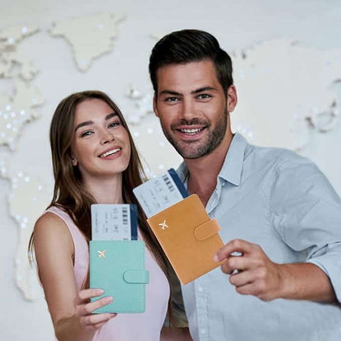 Deziliao Passport Holder,Passport Holder Card Slots, Passport and Vaccine Card Holder Combo, Cute Passport cover for Women and Men, with Waterproof Rfid Blocking, Passport Travel Wallet(Aqua Green)