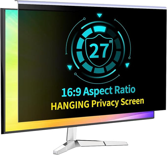 27 Inch Computer Privacy Screen for 16:9 Computer Monitor, Anti-Blue Light Monitor Privacy Screen Filter, Anti-UV Computer Shield, Hanging Type