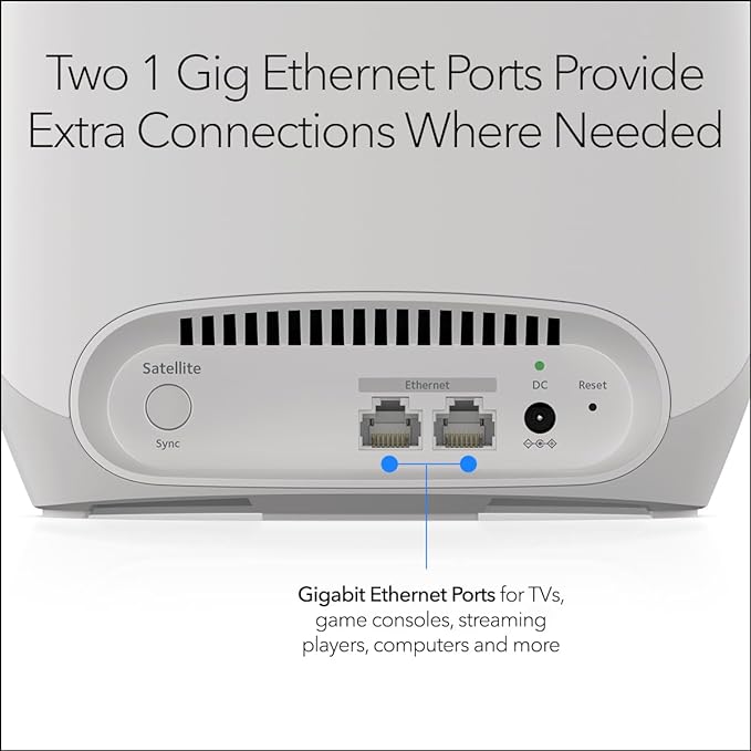 NETGEAR Orbi Whole Home Tri-Band Mesh WiFi 6 Add-on Satellite (RBS760) – Works with Your Orbi WiFi 6 System – Security Features - Adds Coverage up to 2,500 sq. ft. - AX5400 up to 5.4 Gbps
