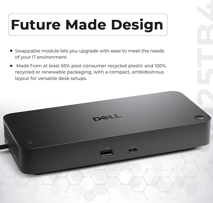 Dell Pro Smart Dock SD25 Bundle - 10Gbps, 3 Year Warranty, Supports Dual/Triple Monitors & 4K Displays with 180W Power Supply, HDMI, DisplayPort, USB C Cable, Cloth - Dell Docking Station