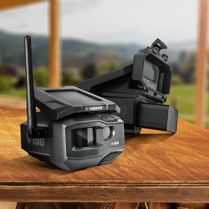 Vosker V150 Twin Pack Solar-Powered LTE Cellular Home Security Outdoor Camera | Motion Activated Photo Capture Nightvision Wireless Camera |Receive Photos (No Video) on Your Mobile App (2 Pack)