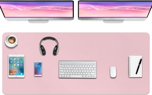 Boutilon Leather Desk Pad Protector,Non-Slip Mouse Pad,Laptop Desk Pad,Office Mouse Mat,Waterproof Leather Desk Blotter,Desk Writing Pad for Office and Home (XXXL-Light Pink,47"x 24")