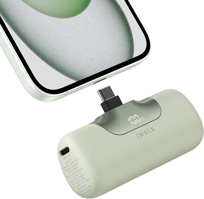 iWALK Portable Charger 5500mAh Next-Gen Small Power Bank 22.5W Fast Charging Battery USB-C Portable Phone Charger for iPhone 17/16/15 17 Plus 17 Pro Max iPad, Samsung Galaxy S25 S24 S23 Android, Green