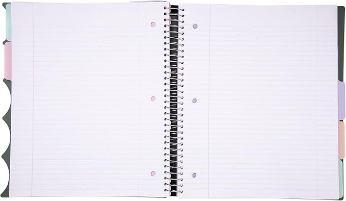 Mintra Office Durable PREMIUM Spiral Notebook (Green Olive, 5 Subject (8.5in x 11in))