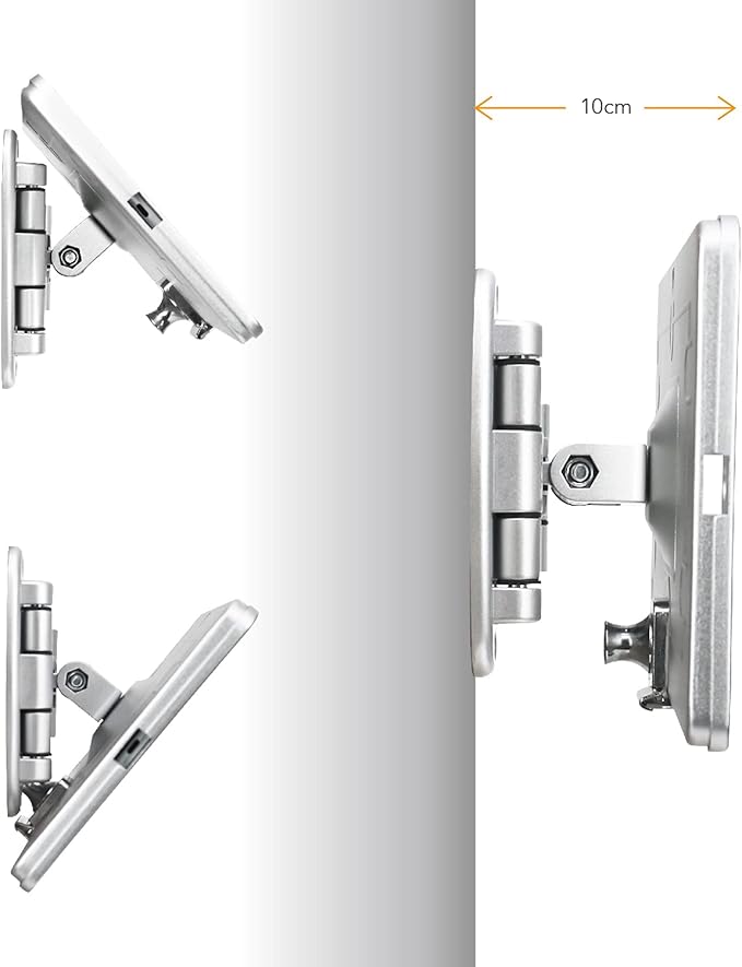 Tablet Wall Mount Bracket with fold for iPad 10.2-Inch (9th,8th,7th Gen.), Extend Adjustable Arm Swivel with Anti Theft Security Lock and Key, Multi Angle, Rotate Design,Metal (Silver)