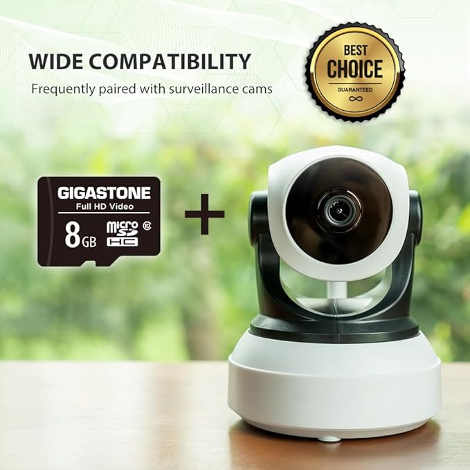 Gigastone 8GB Micro SD Card, FHD Video, Surveillance Security Cam Action Camera Drone Professional, 80MB/s Micro SDHC Class 10
