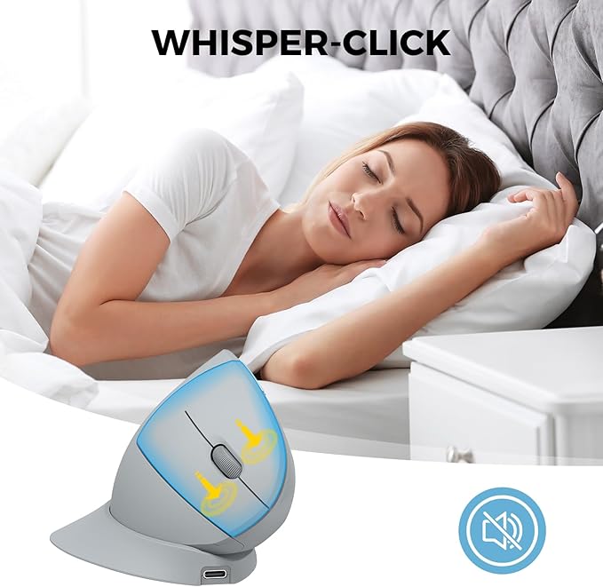 iClever Ergonomic Mouse, 2.4G Wireless Vertical Mouse with 4 Adjustable DPI, Silent Click, 7 Buttons, 3 Adjustable Tilt, Rechargeable Mouse Jiggler for Laptop, Desktop, PC, Computer, Windows 8/10/11