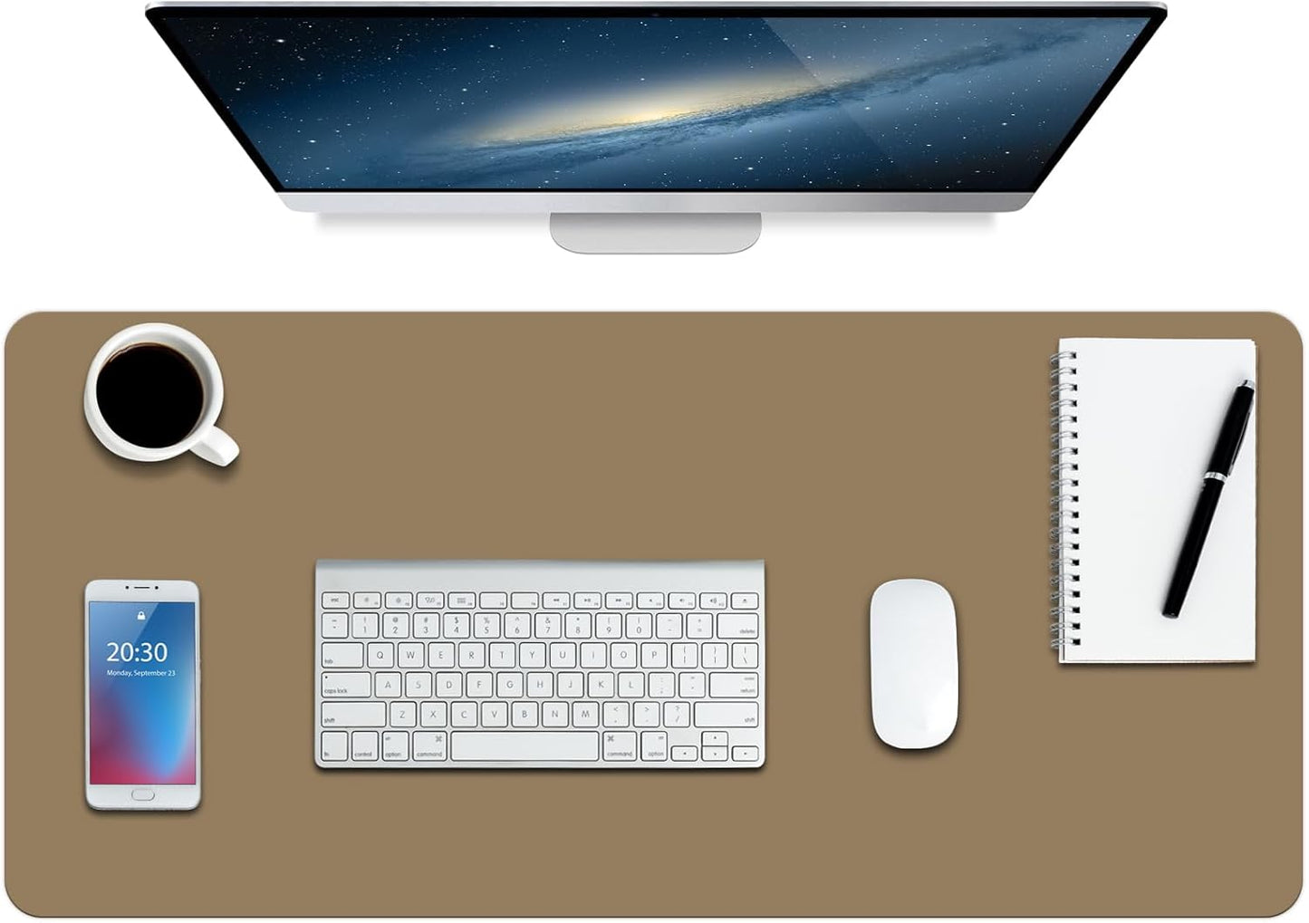 Boutilon Leather Desk Pad Protector,Non-Slip Mouse Pad,Laptop Desk Pad,Office Mouse Mat,Waterproof Leather Desk Blotter,Desk Writing Pad for Office and Home (M-Dark Apricot,30"x14")