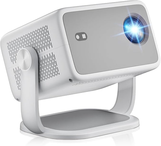 Smart Projector with WiFi and Bluetooth, 1080P Native 4K Support, 600 ANSI Lumen, Electric Focus & Auto Keystone, Built in Apps, Mini Portable Projector for Outdoor Movies Home Theater