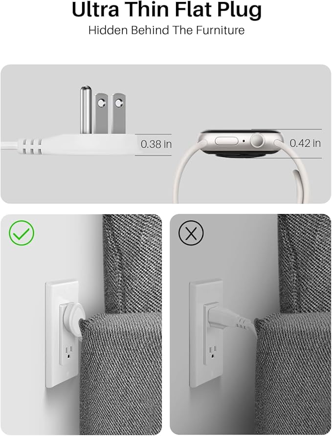 Flat Plug Power Strip with USB C Ports, KOOSLA Travel Extension Cord No Surge Protection - 2 Outlets 3 USB Ports(1250W) - Cruise Essentials for Cruise Ship, Home, Office, Dorm Room, 5ft