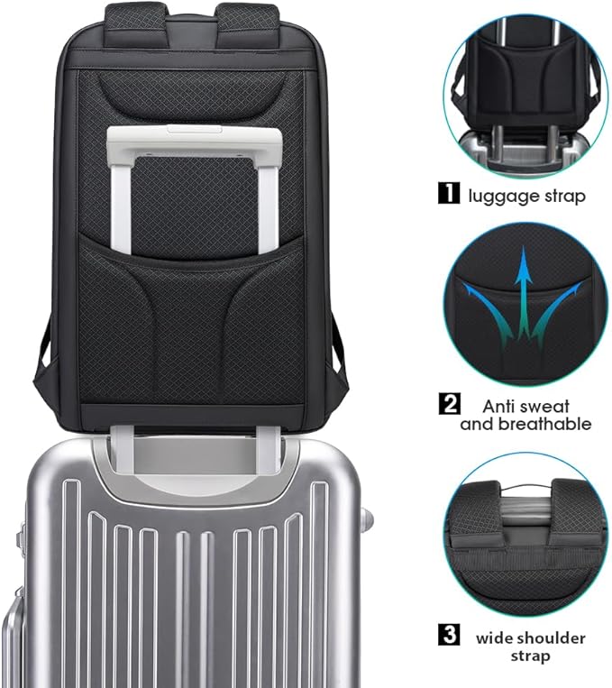 BANGE Anti Theft Backpack,Business Backpacks with USB Charging Port, Slim Laptop Back Pack Fit for 15.6 INCH,Men Travel Backpack with Water Bottle Holder for Men and Women…