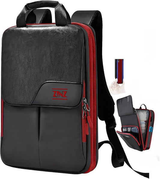 ZINZ Slim & Expandable Laptop Backpack 15.6 16 17 inch Travel Business Backpack Water-Resistant Daypack for Men and Women，Black red