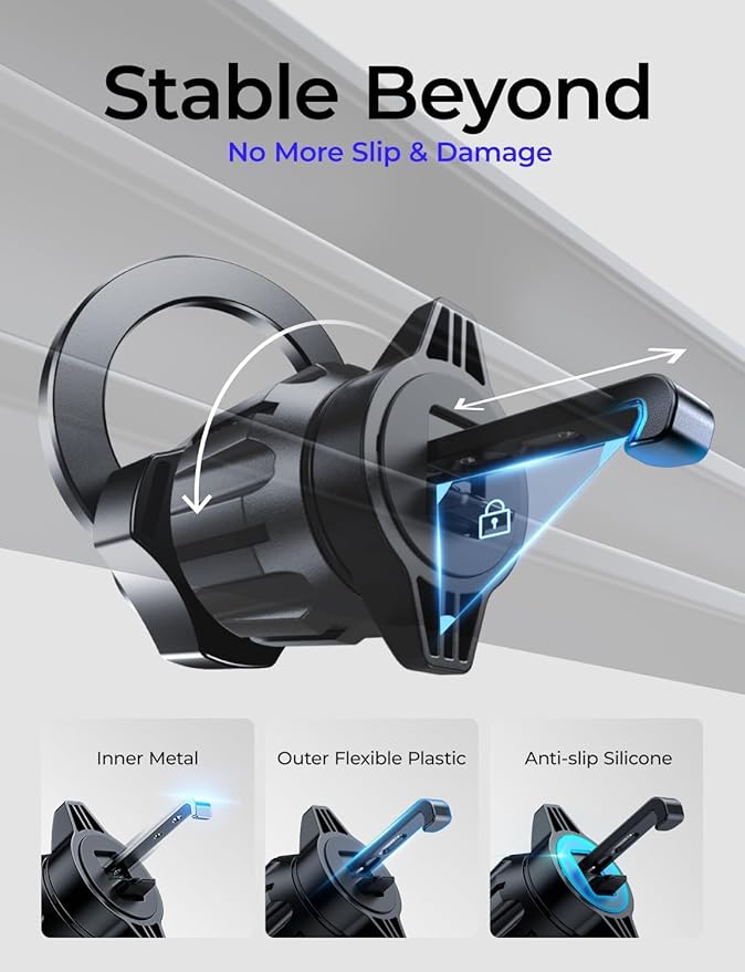 LISEN for MagSafe Car Mount, Magnetic Phone Holder, 360 Hands Free Vent iPhone Magnetic Car Mount, Magnet Phone Holder with Dashboard Pads & Mats for iPhone 17 16 15 14 13 12 Pro Max Plus Mini,Purple