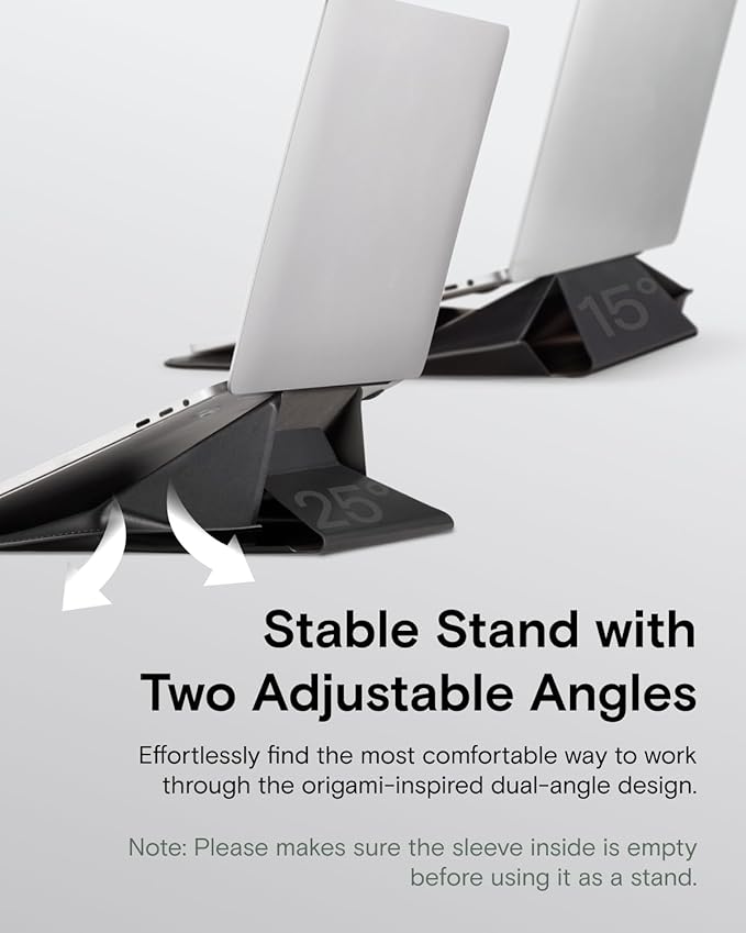 MOFT Laptop Carry Sleeve, 2-in-1 Laptop Bag & Stand for 15"-16" MacBook Air/Pro & Dell/HP/Lenovo/Asus, Stylish Slim Computer Sleeve Bag with Expandable Storage for Computer Accessories, Night Black