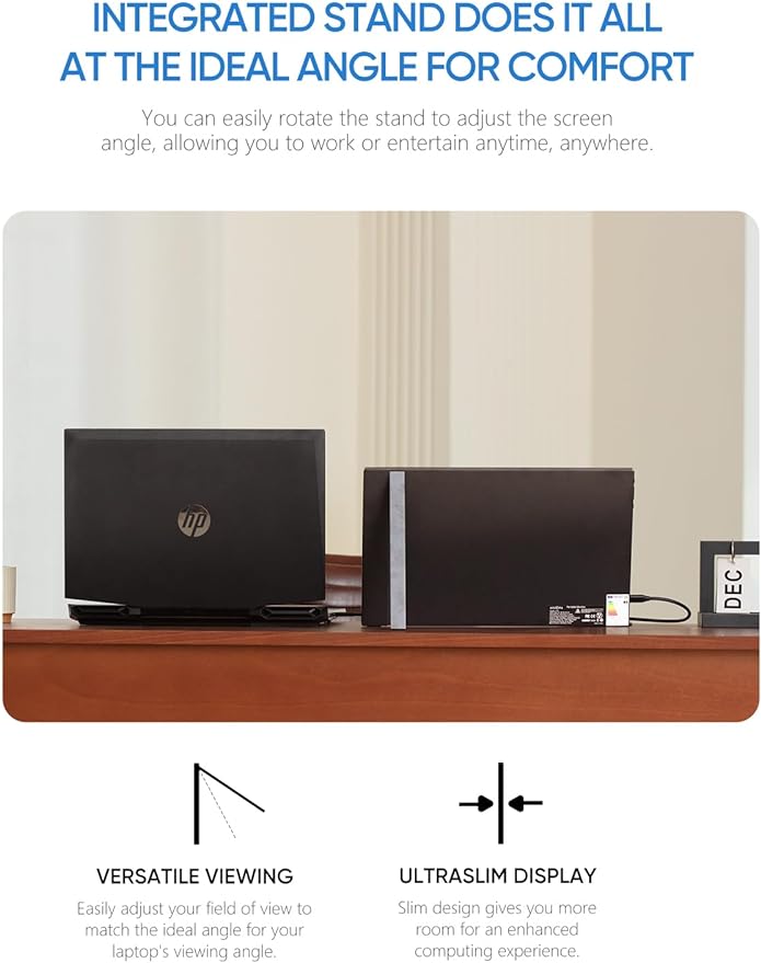 ARZOPA Portable Monitor Kickstand, 14.0" Ultra Slim Portable Laptop Monitor FHD 1080P External Display with Dual Speakers Second Screen for Laptop PC Phone Xbox PS4/5 Switch-A1S